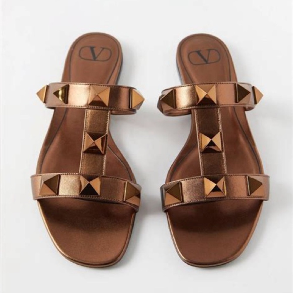 Valentino Bronze Roman Stud Sandals